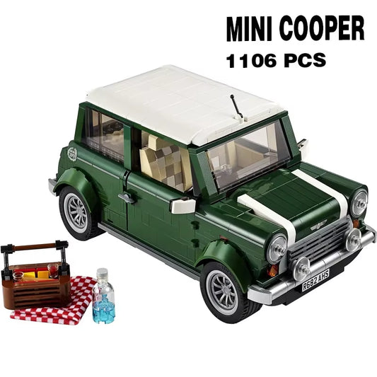 In Shock Classic Technical MINI Retro Vintage Car Building Blocks Cooper MK VII Compatible 10242 Model Sets Bricks Kids Toy Gift