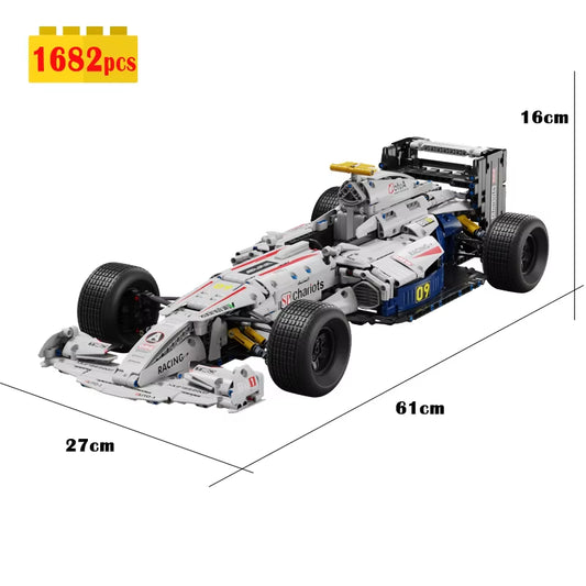 F1 1:8 Formula Racing Technical Building Block Model MOC Speed Sports Car Enlighten Bricks Christmas Toys for Boys Gift Set